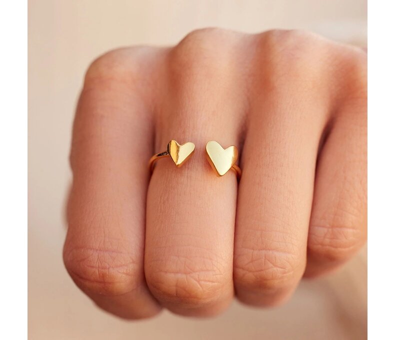 Two Hearts Open Ring