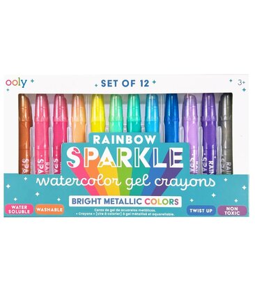 Rainbow Sparkle Metallic Watercolor Gel Crayons Set of 12