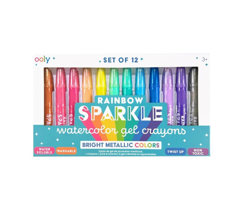 Rainbow Sparkle Metallic Watercolor Gel Crayons Set of 12