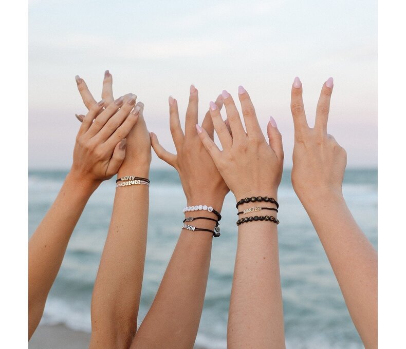 Bubble Letter Silver Bracelet