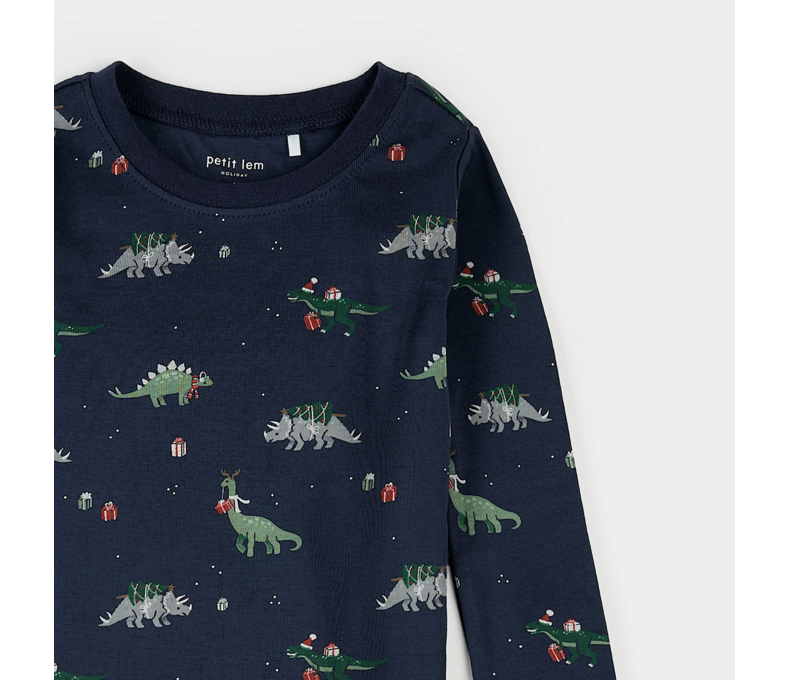 Holiday Dinosaur Print PJ Set