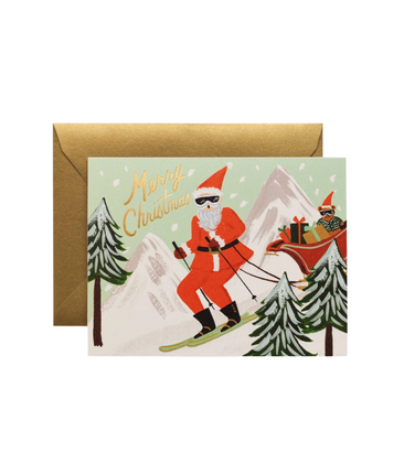 Skiing Santa Card