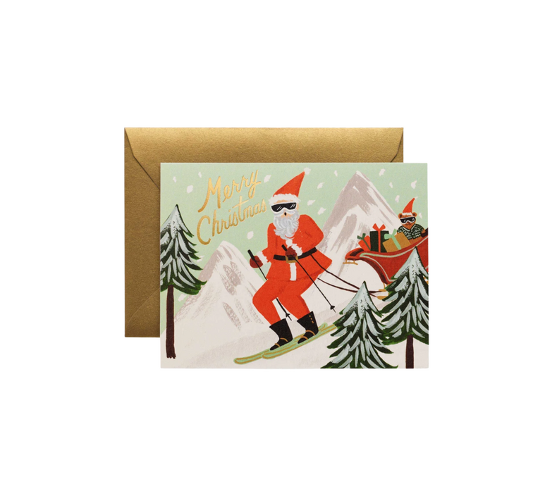 Skiing Santa Card