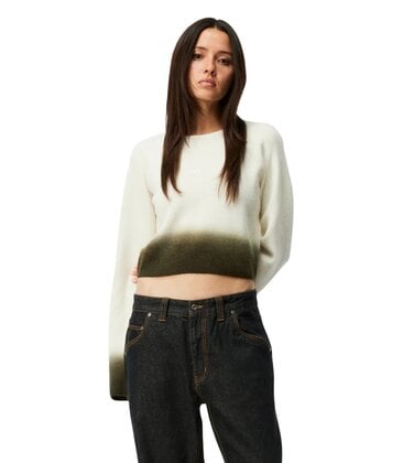 Womens Cropped Mohair Knit Sweater