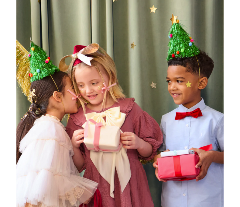Tinsel Tree Party Hats X6