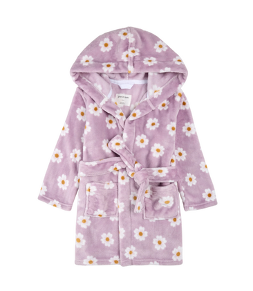 Daisies Print on Violet Plush Robe