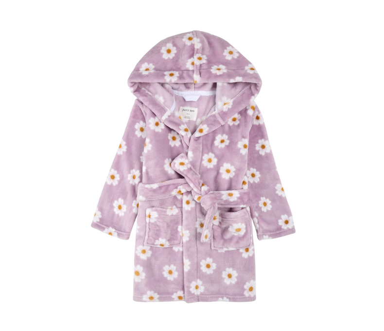 Daisies Print on Violet Plush Robe