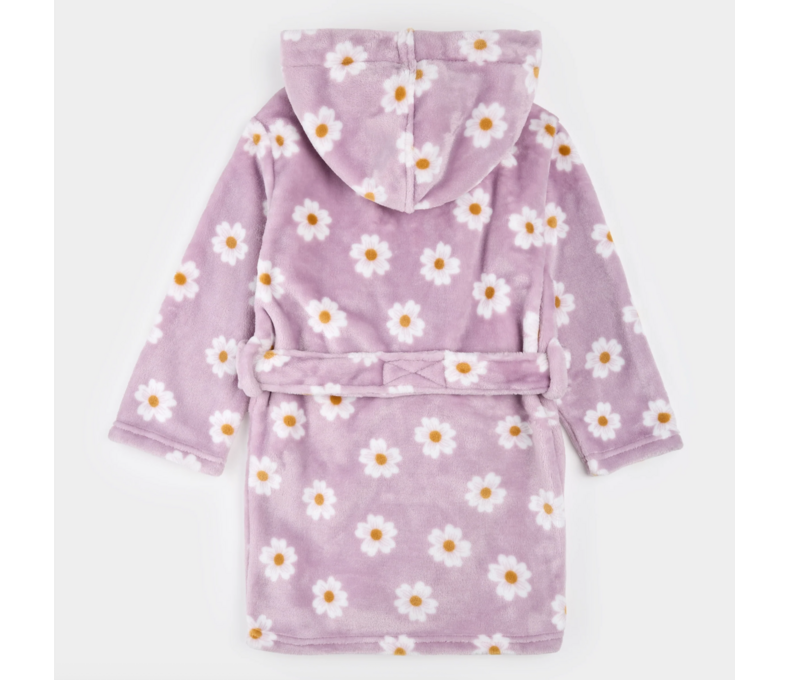 Daisies Print on Violet Plush Robe