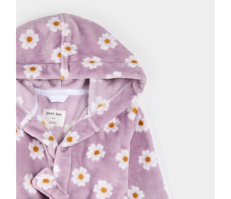 Daisies Print on Violet Plush Robe