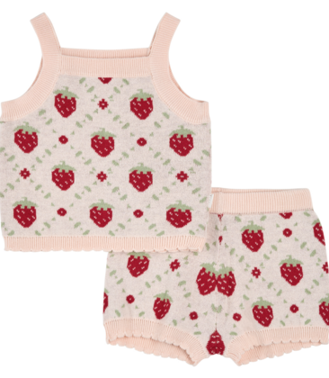 Strawberry Knit Short Set