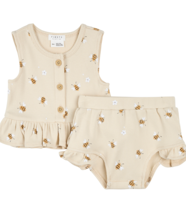 Bumble Bee Print Top and Shorts Set