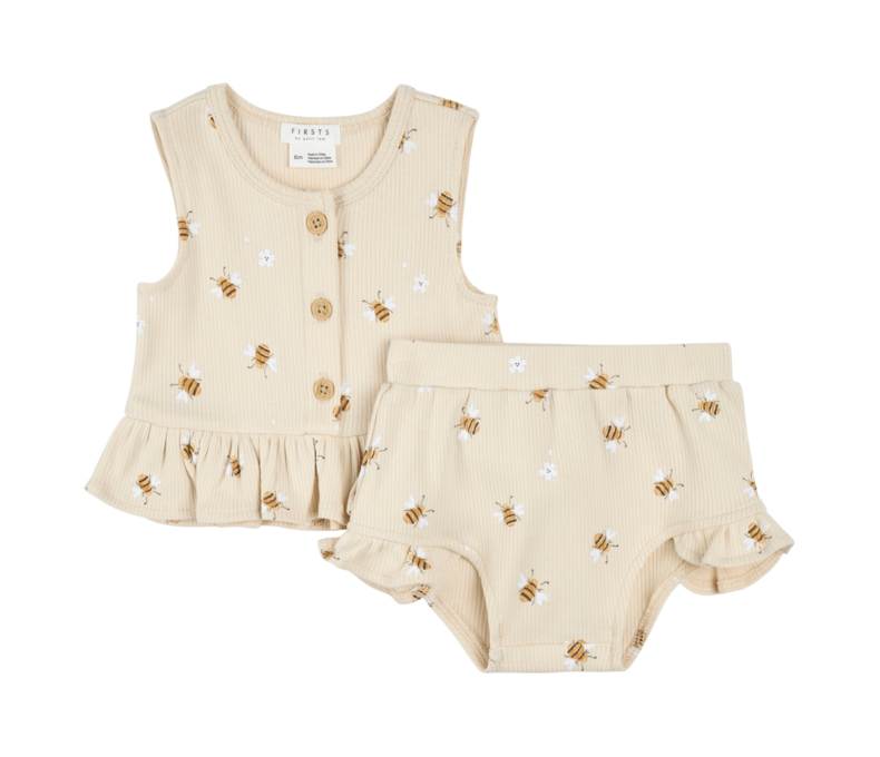 Bumble Bee Print Top and Shorts Set