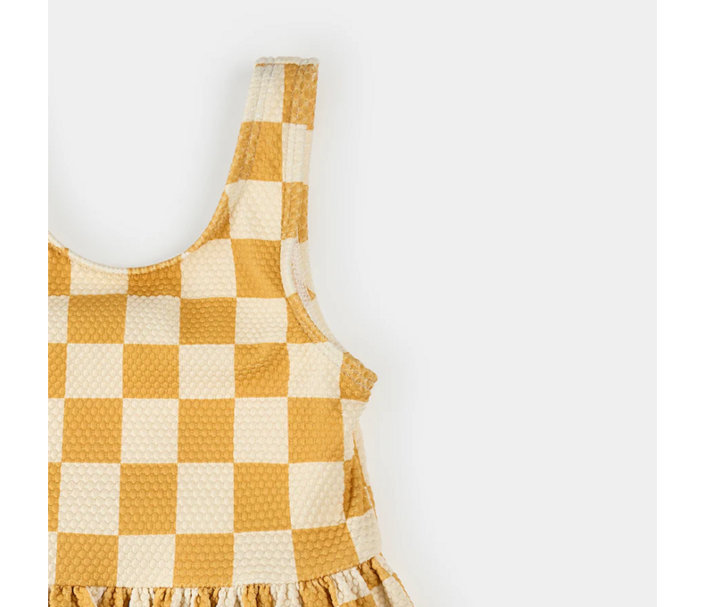 Checkerboard Skirted Swimsuit