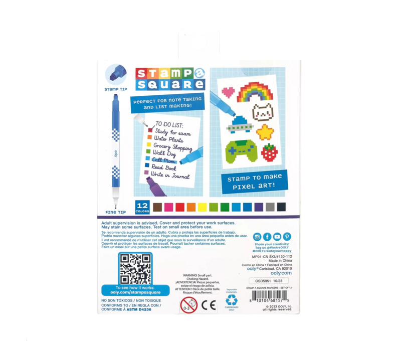 Stamp-A-Square: Double-Ended Markers (Set of 12)