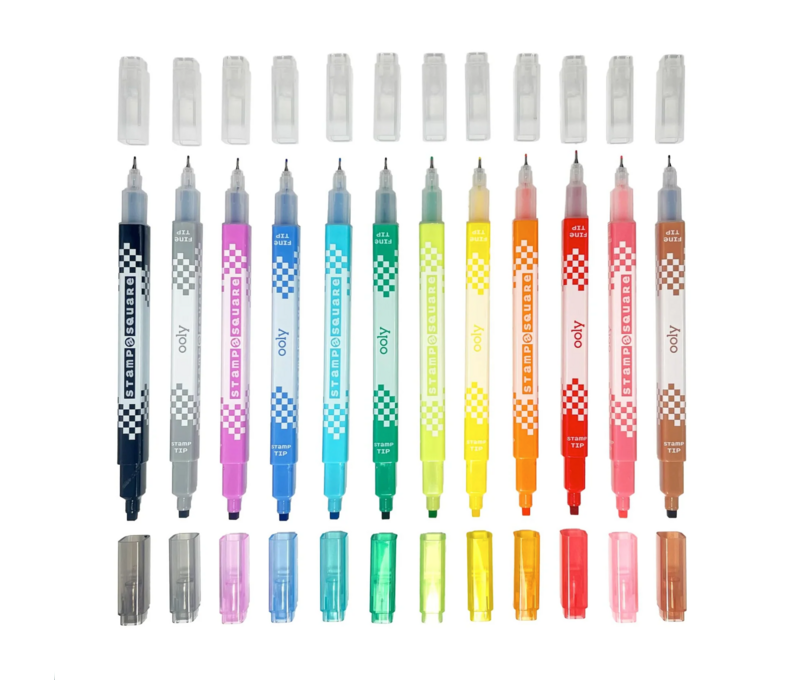 Stamp-A-Square: Double-Ended Markers (Set of 12)