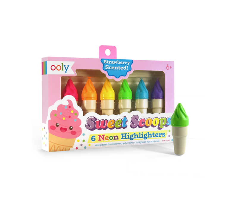 Sweet Scoops Scented Neon Highlighters - Set of 6