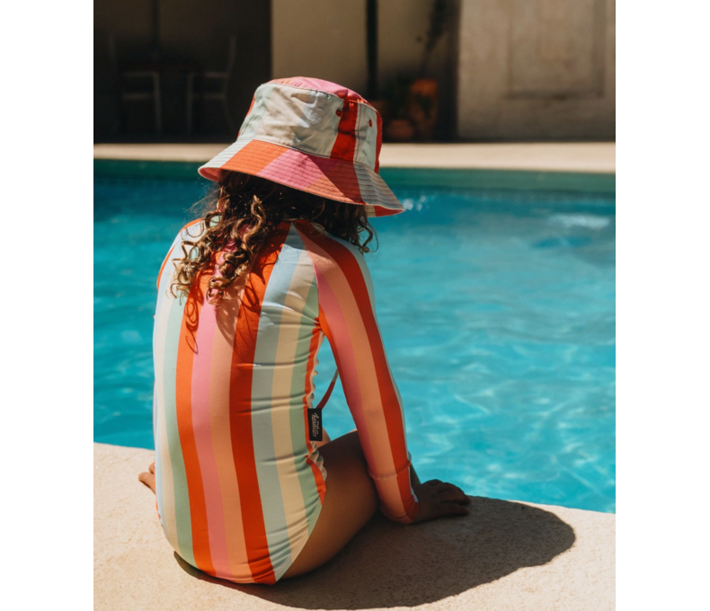 LongSleeve One Piece Swimsuit: Vertical Delight