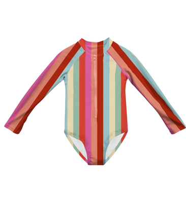 LongSleeve One Piece Swimsuit: Vertical Delight