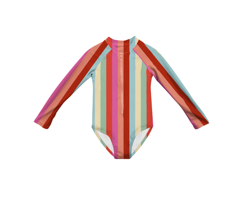 LongSleeve One Piece Swimsuit: Vertical Delight