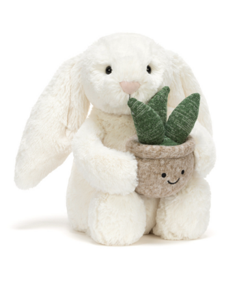 Cream Bunny with Plant