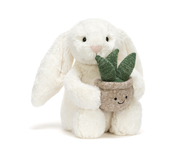 Cream Bunny with Plant