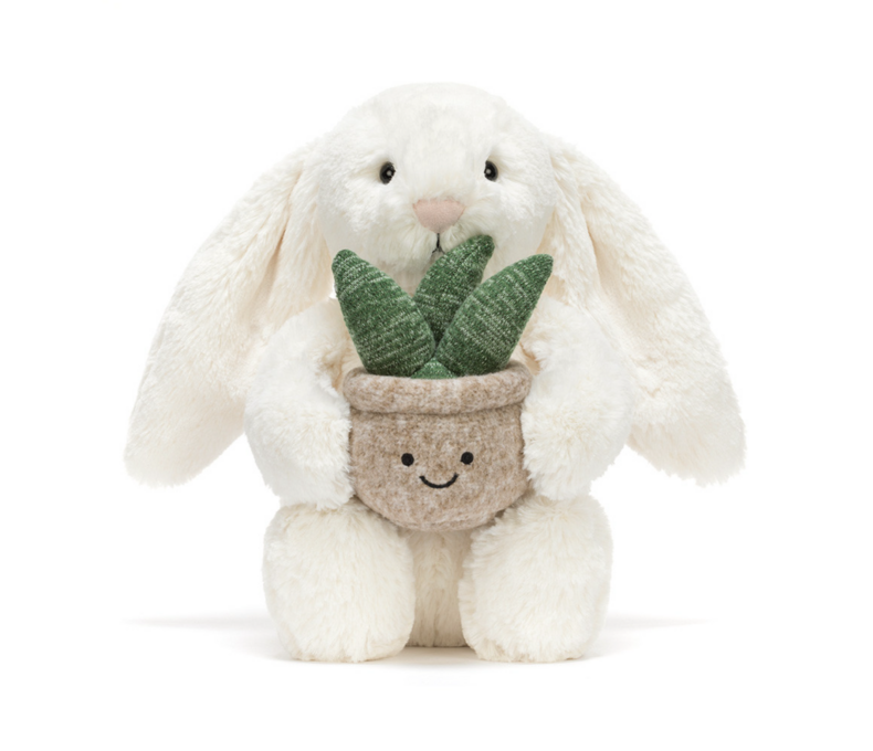 Cream Bunny with Plant