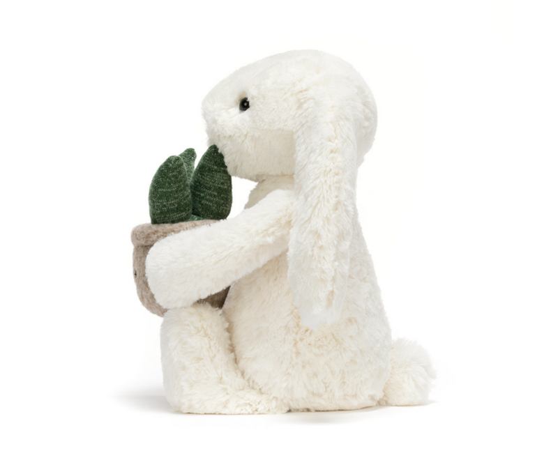 Cream Bunny with Plant