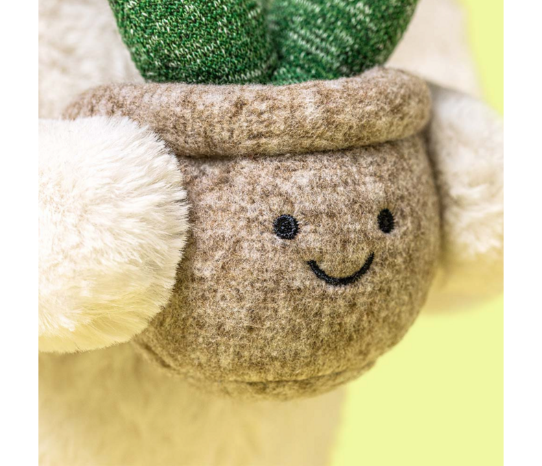 Cream Bunny with Plant