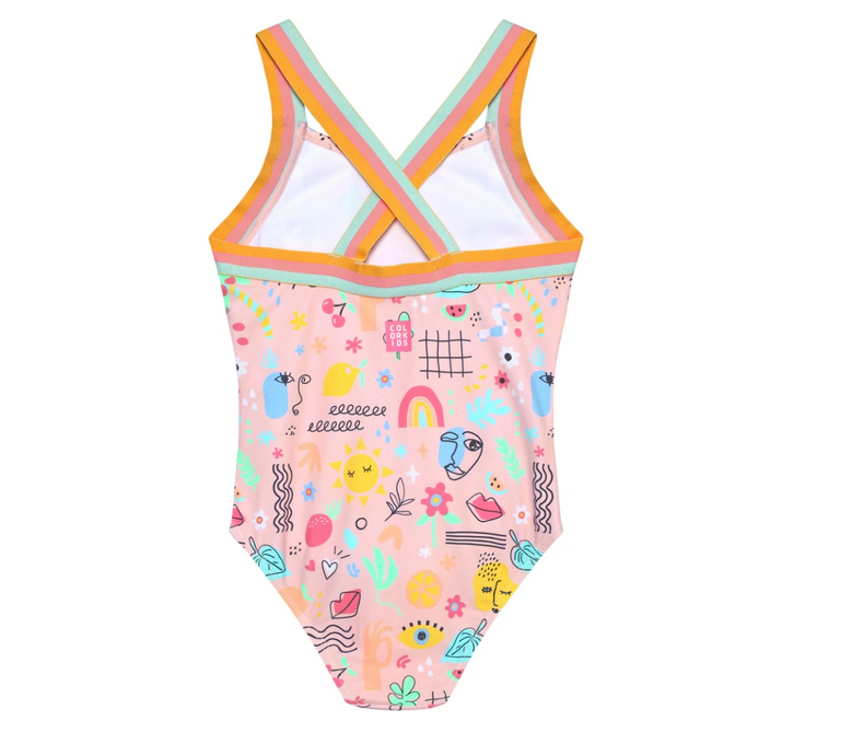 Swimsuit W Elastic Straps AOP