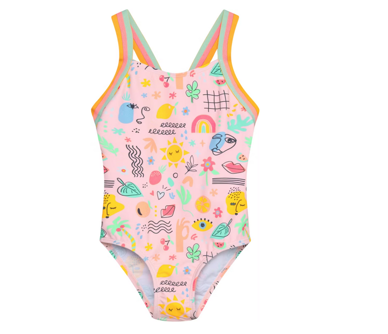 Swimsuit W Elastic Straps AOP