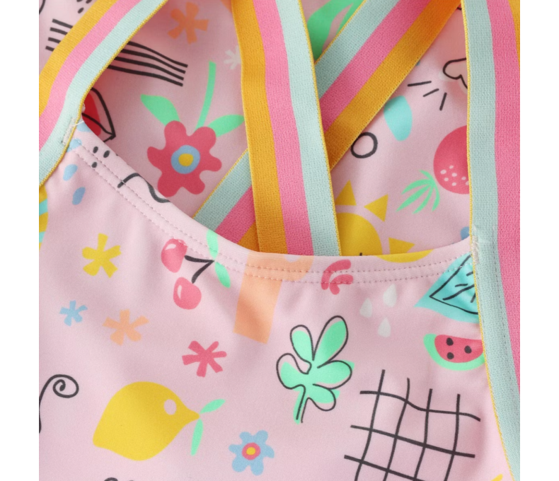 Swimsuit W Elastic Straps AOP