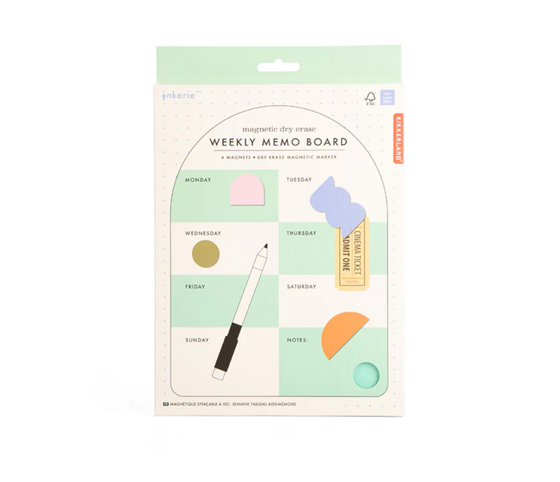 Inkerie Magnetic Dry Erase Weekly Memo Board