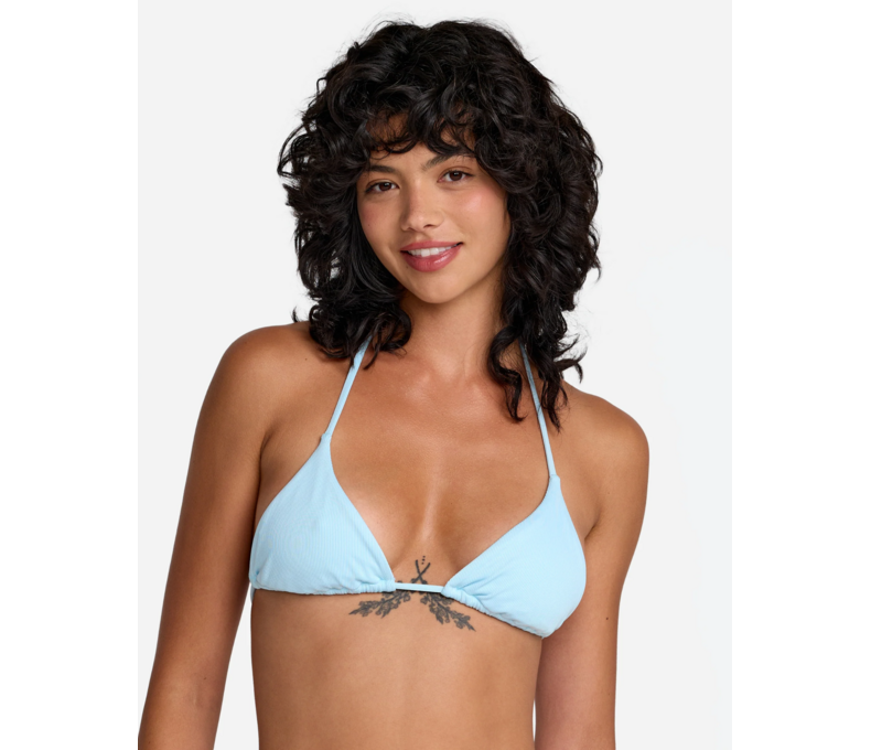 Micro Rib Halter Triangle Bikini Top