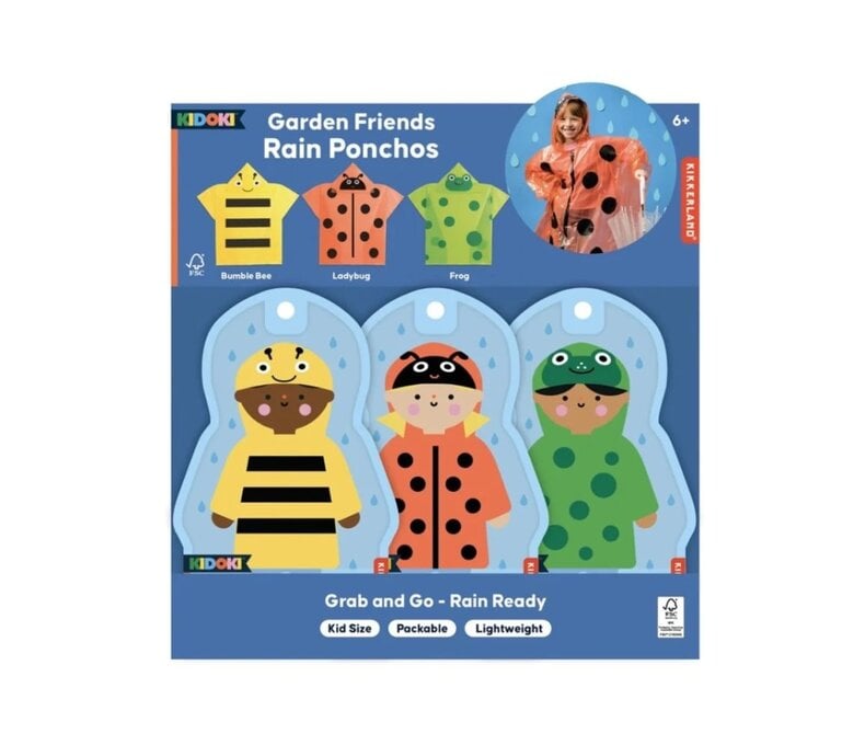 Kidoki Garden Friends Rain Poncho - Assorted