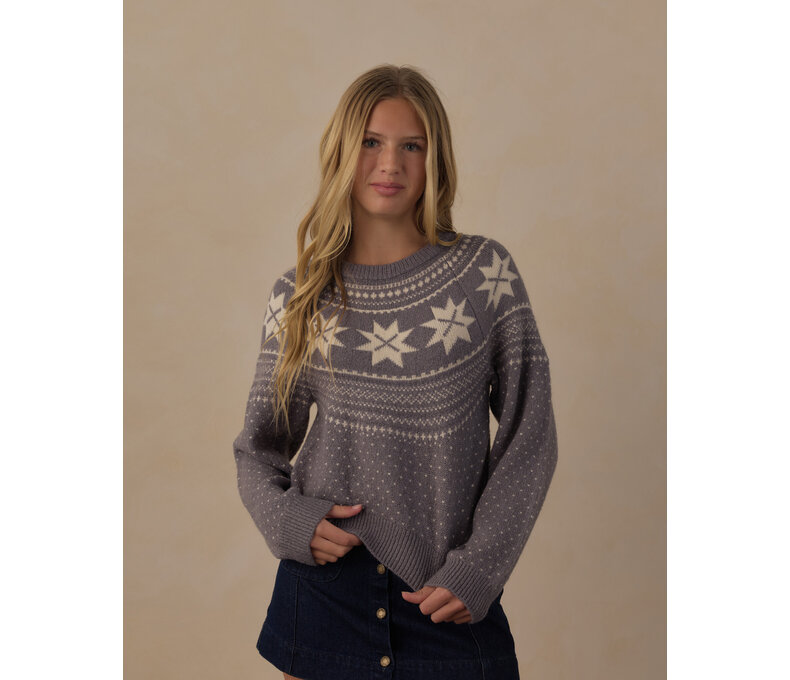 Teen Fair Isle Sweater in slate or ruby