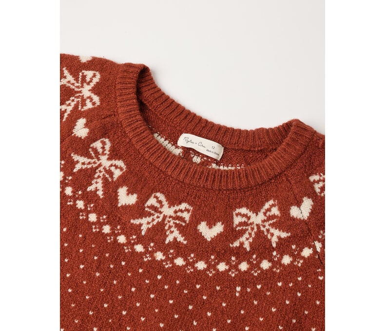 Teen Fair Isle Sweater in slate or ruby