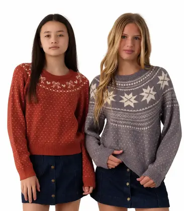 Teen Fair Isle Sweater in Slate or Ruby