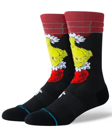 Grinch Down the Chimney Crew Sock