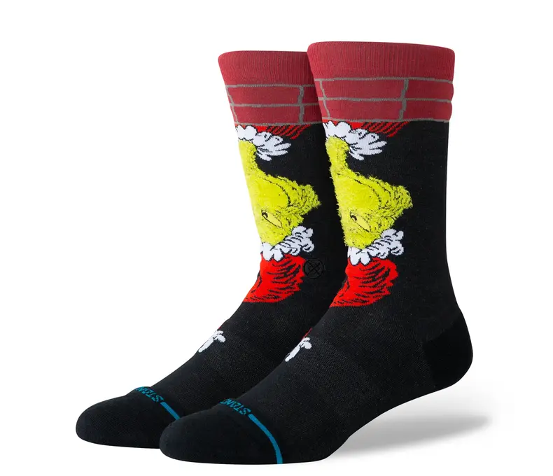 Grinch Down the Chimney Crew Sock