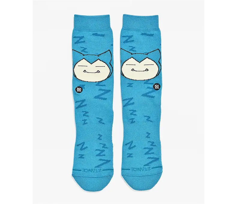 Pokémon Snorlax Sleepy Teal Crew Socks
