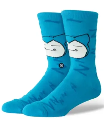 Pokémon Snorlax Sleepy Teal Crew Socks
