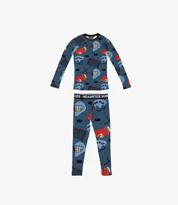 Kids Base Layer Set in Hockey Night print