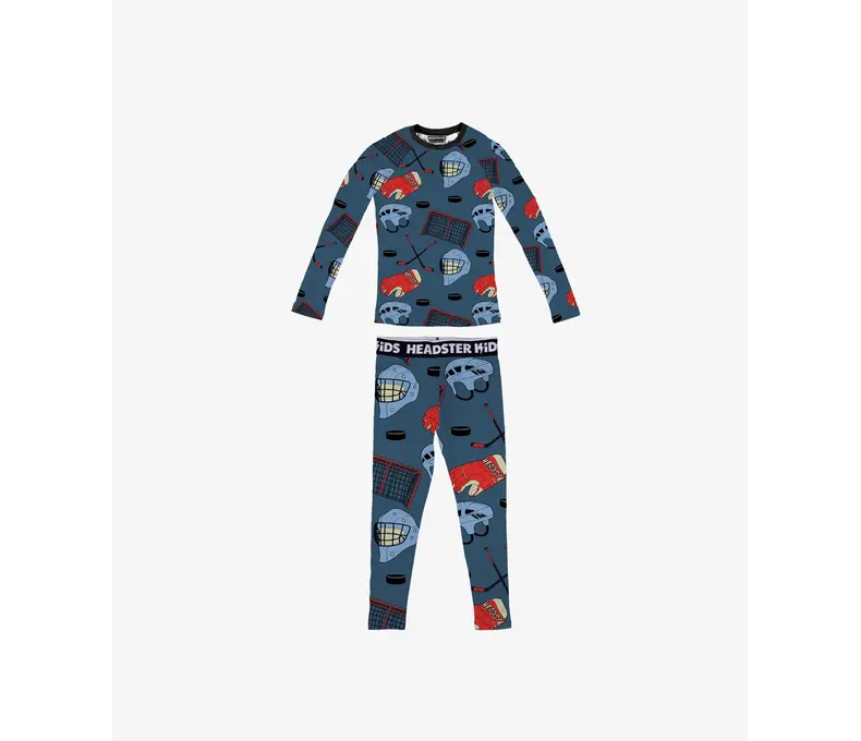Kids Base Layer Set in Hockey Night print