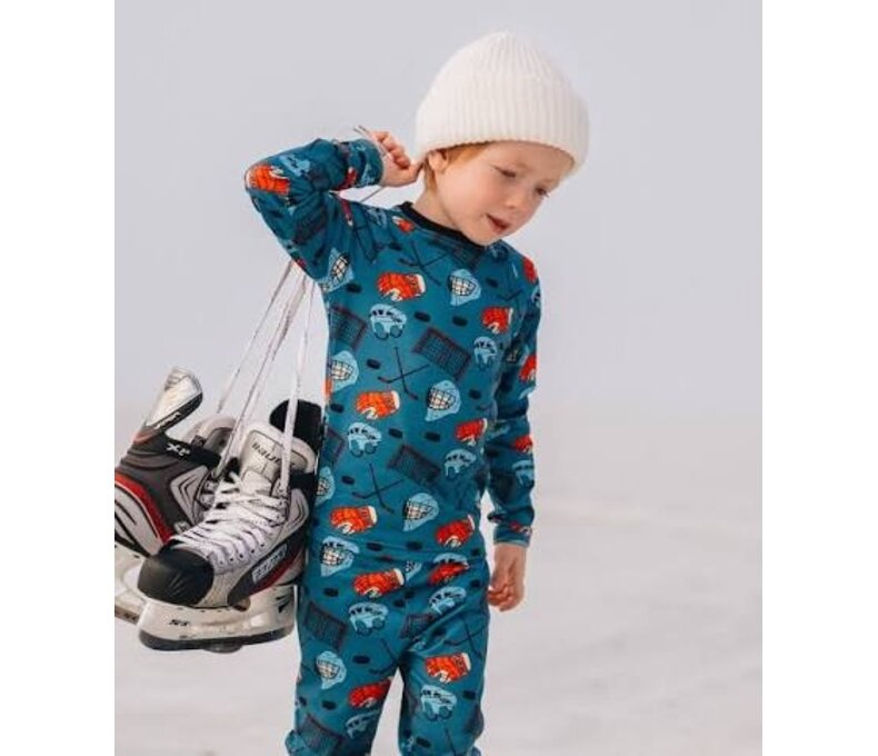 Kids Base Layer Set in Hockey Night print
