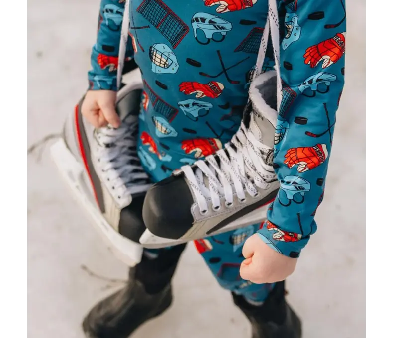 Kids Base Layer Set in Hockey Night print