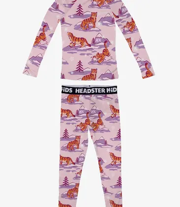 Girls Base Layer Set in Frosty Feline