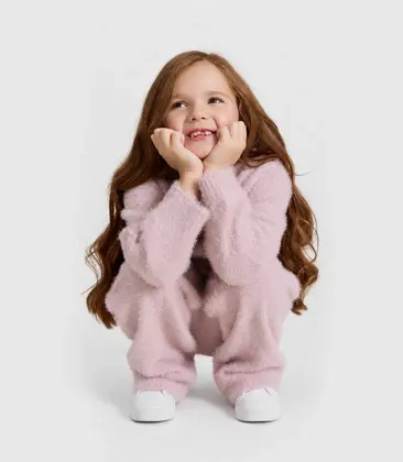 Girls 2 Piece Set: Long Sleeve Hooded Sweater and Pant Knit