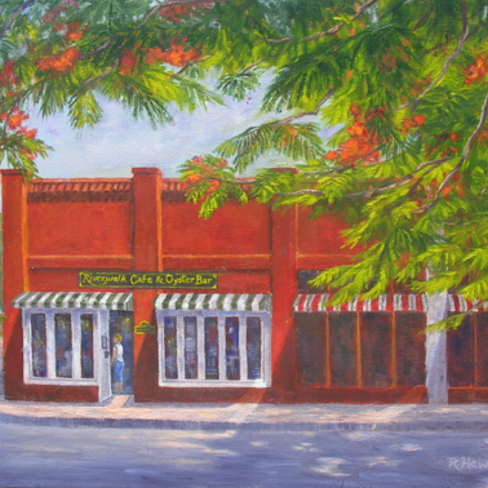 Ruthann Hewson Riverwalk Cafe (Print, Matted, 11x14, RUTH)