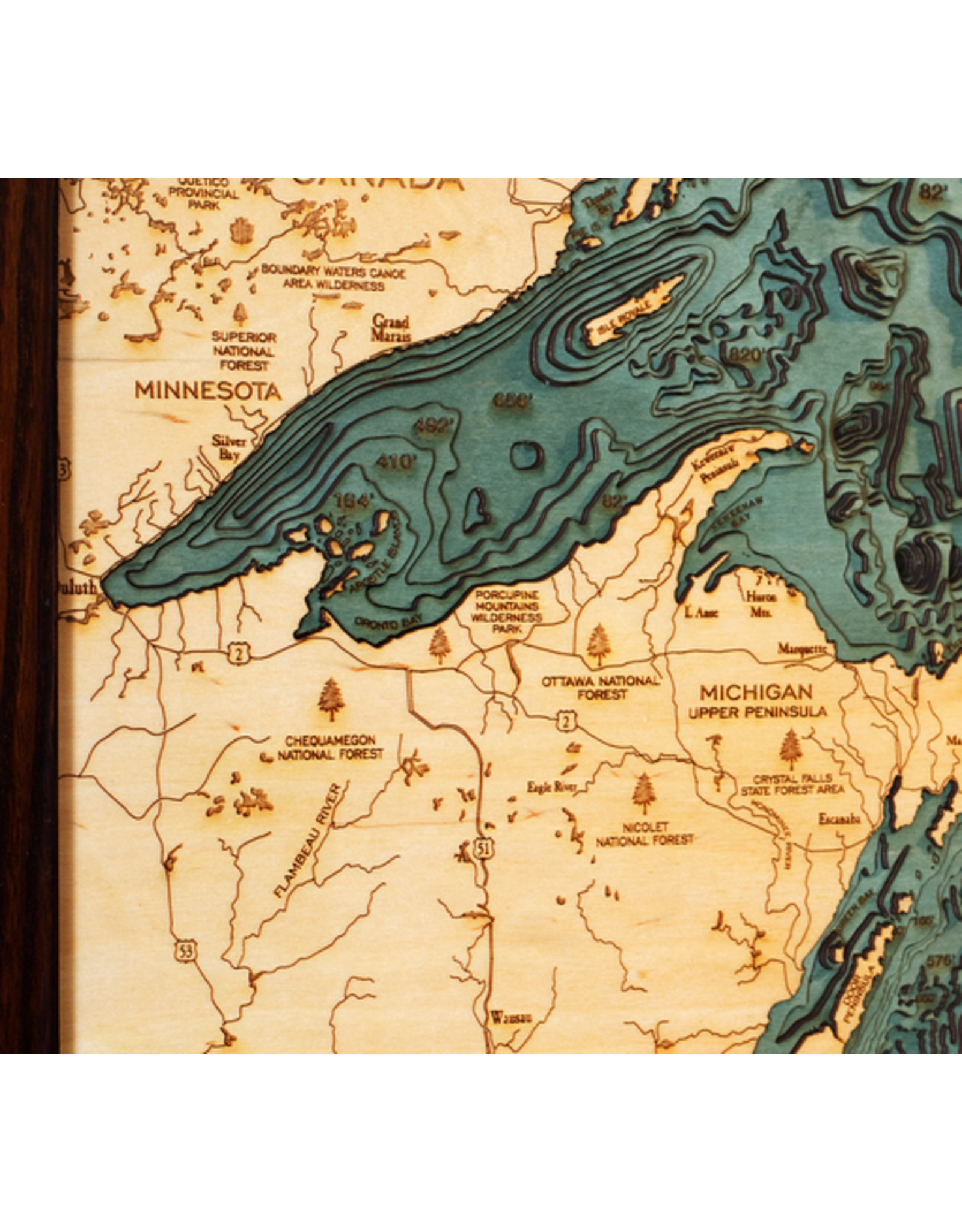 WoodCharts Great Lakes (Sm, Bathymetric 3-D Nautical WOODCHART)