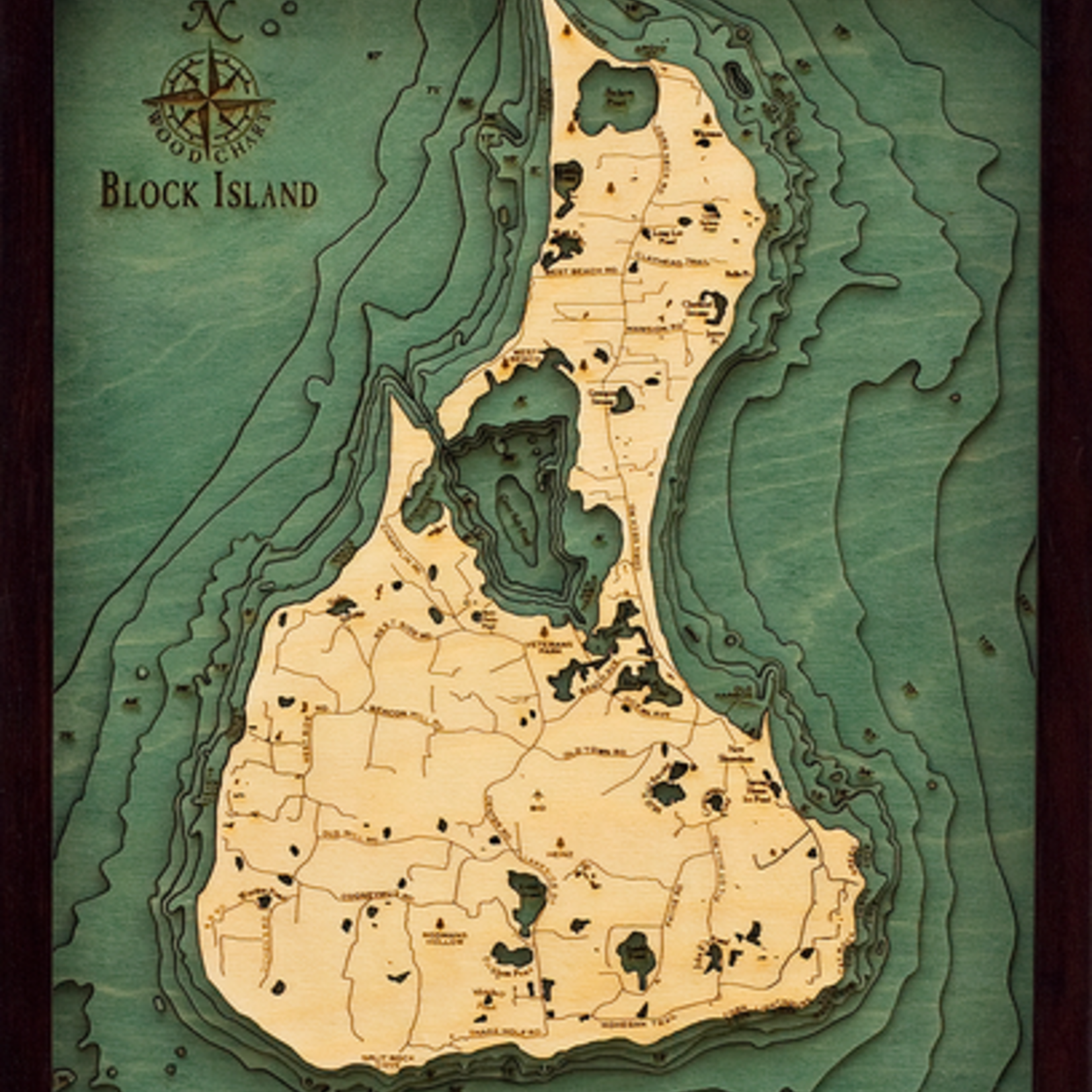 WoodChart Block Island, RI (Bathymetric 3-D Nautical WOODCHART)